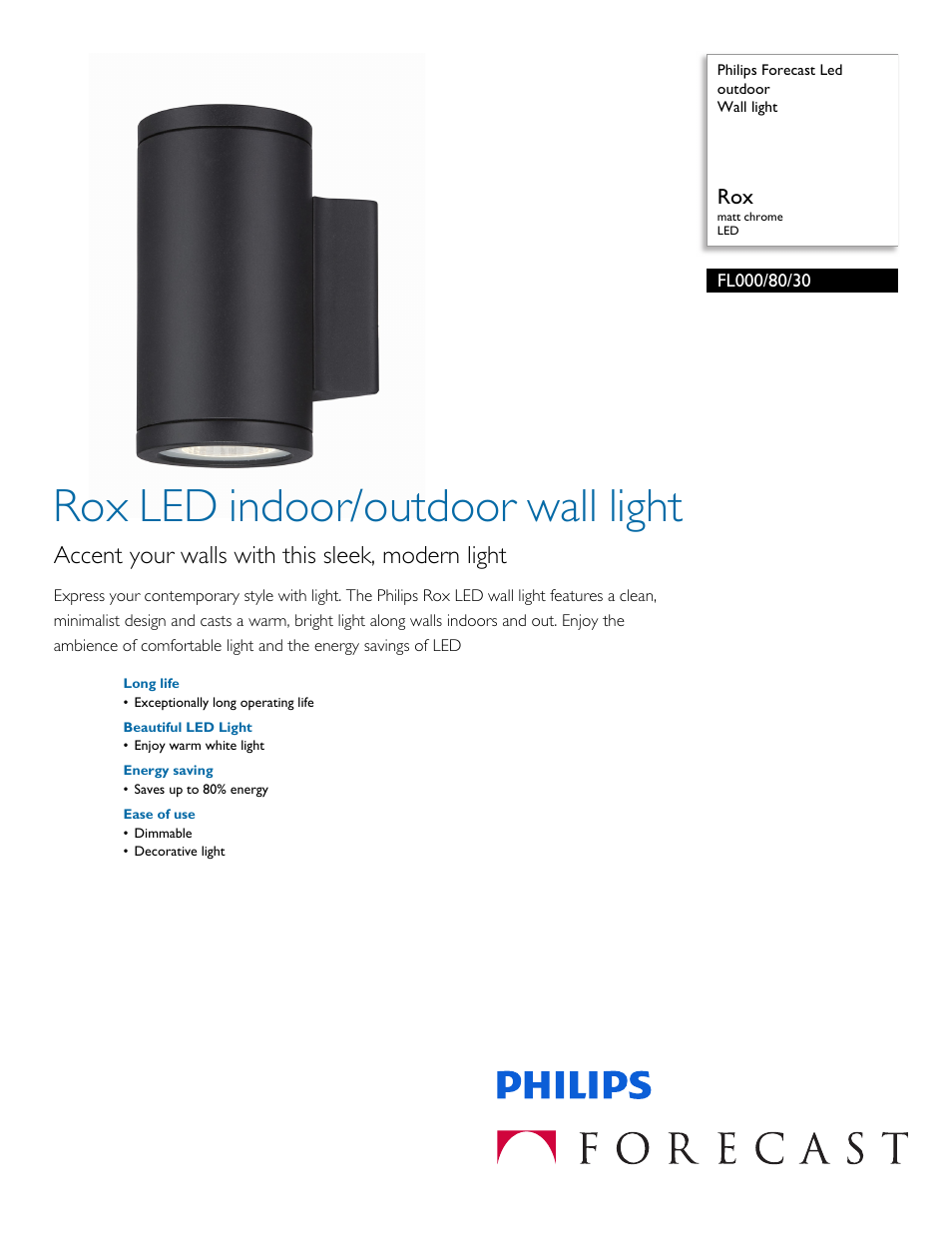 Philips FL0008030 User Manual | 2 pages