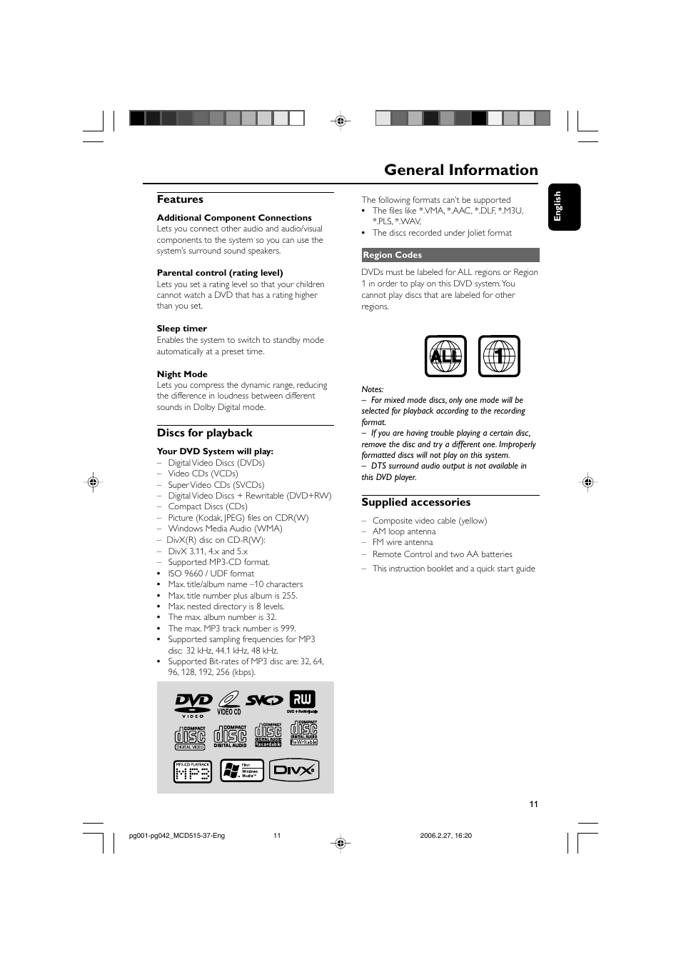 General information | Philips MCD515-37 User Manual | Page 11 / 42