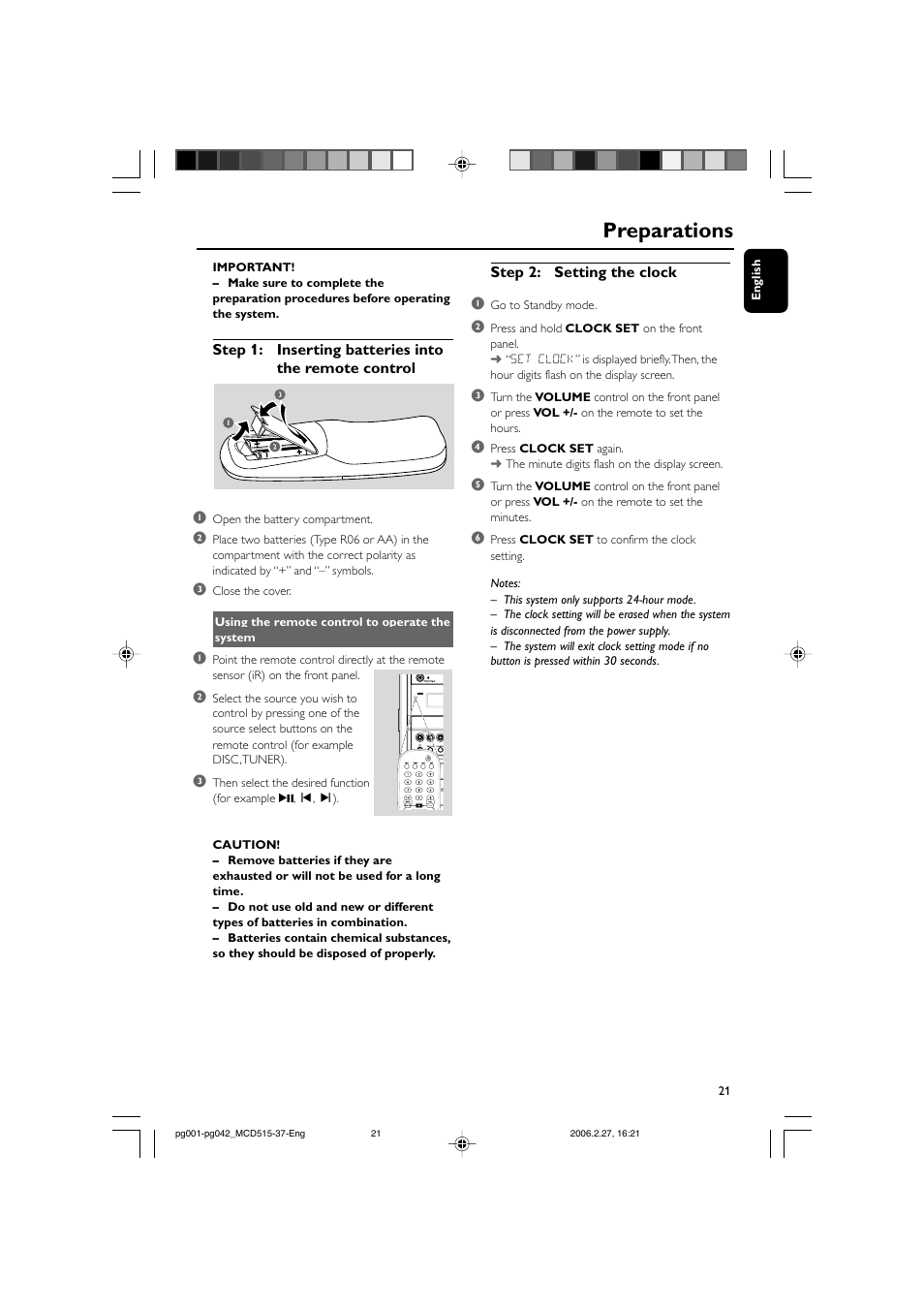 Preparations | Philips MCD515-37 User Manual | Page 21 / 42