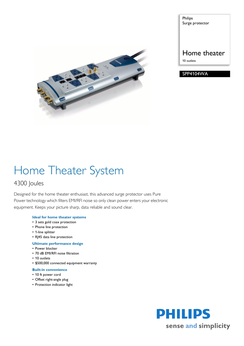 Philips SPP4104WA-17 User Manual | 2 pages