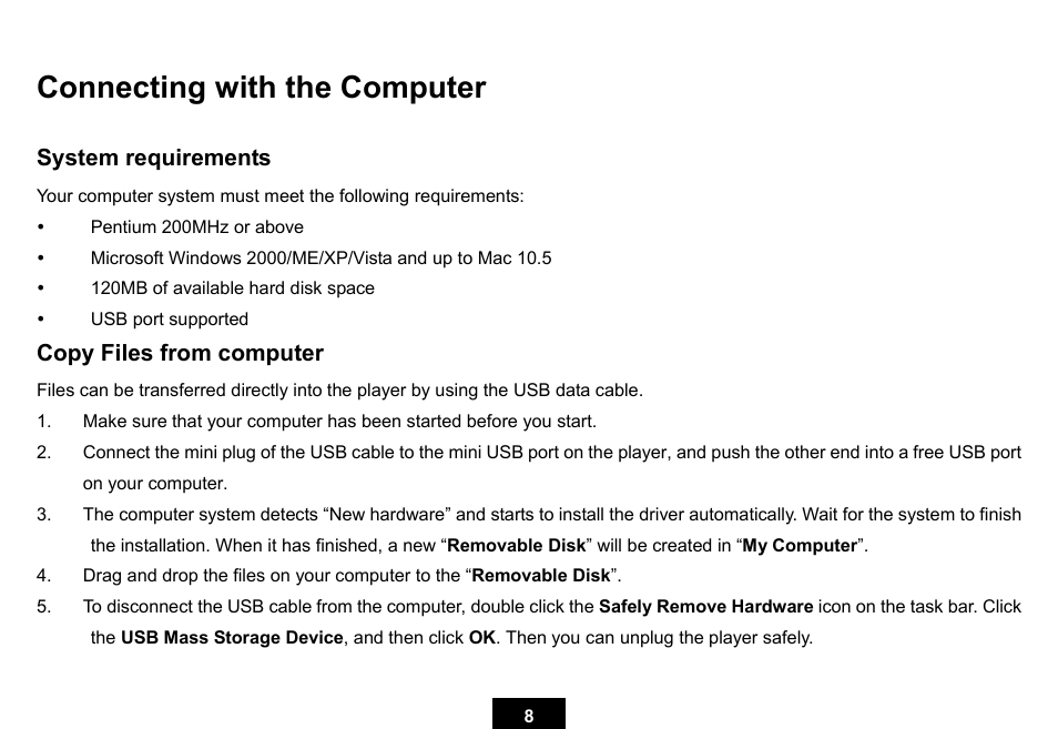 Connecting with the computer | Ativa KS02 User Manual | Page 12 / 39