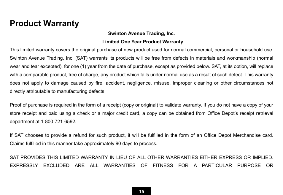 Product warranty | Ativa KS02 User Manual | Page 19 / 39