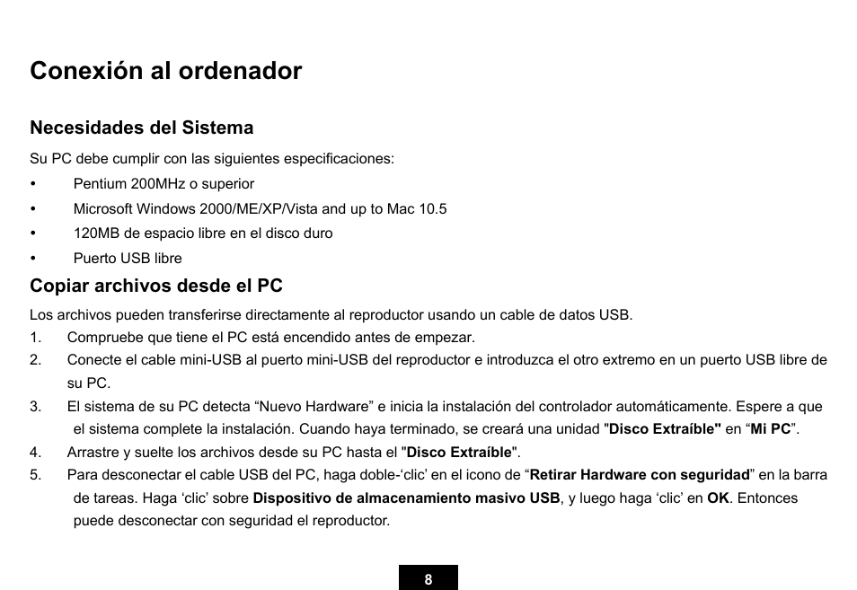 Conexión al ordenador | Ativa KS02 User Manual | Page 31 / 39