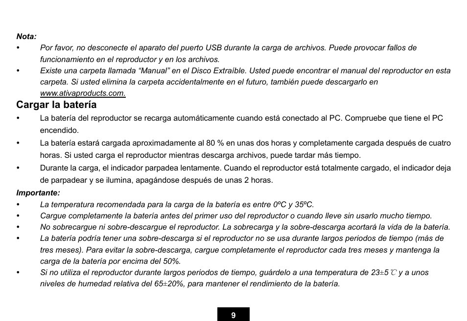 Cargar la batería | Ativa KS02 User Manual | Page 32 / 39