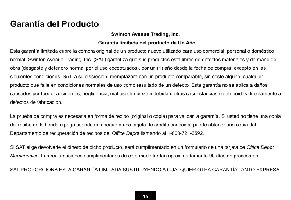 Garantía del producto | Ativa KS02 User Manual | Page 38 / 39