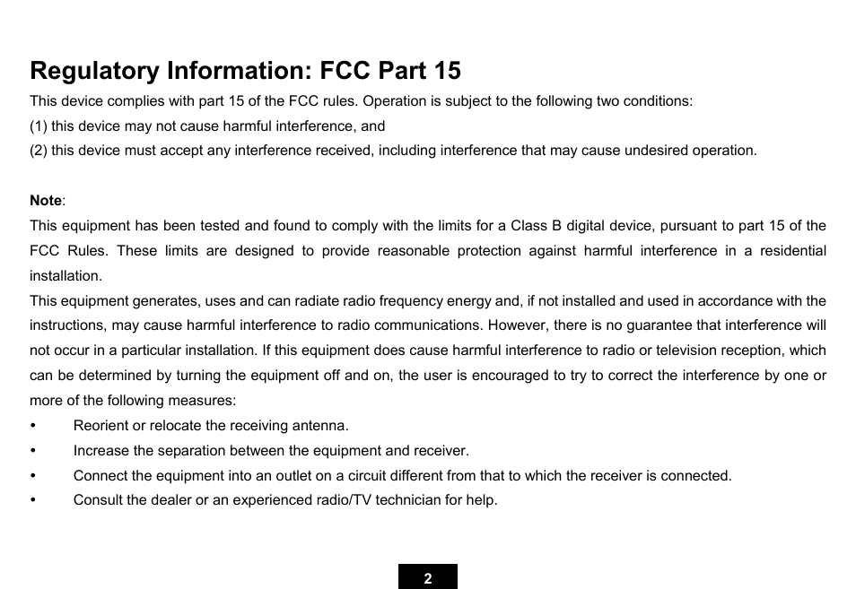 Regulatory information: fcc part 15 | Ativa KS02 User Manual | Page 6 / 39