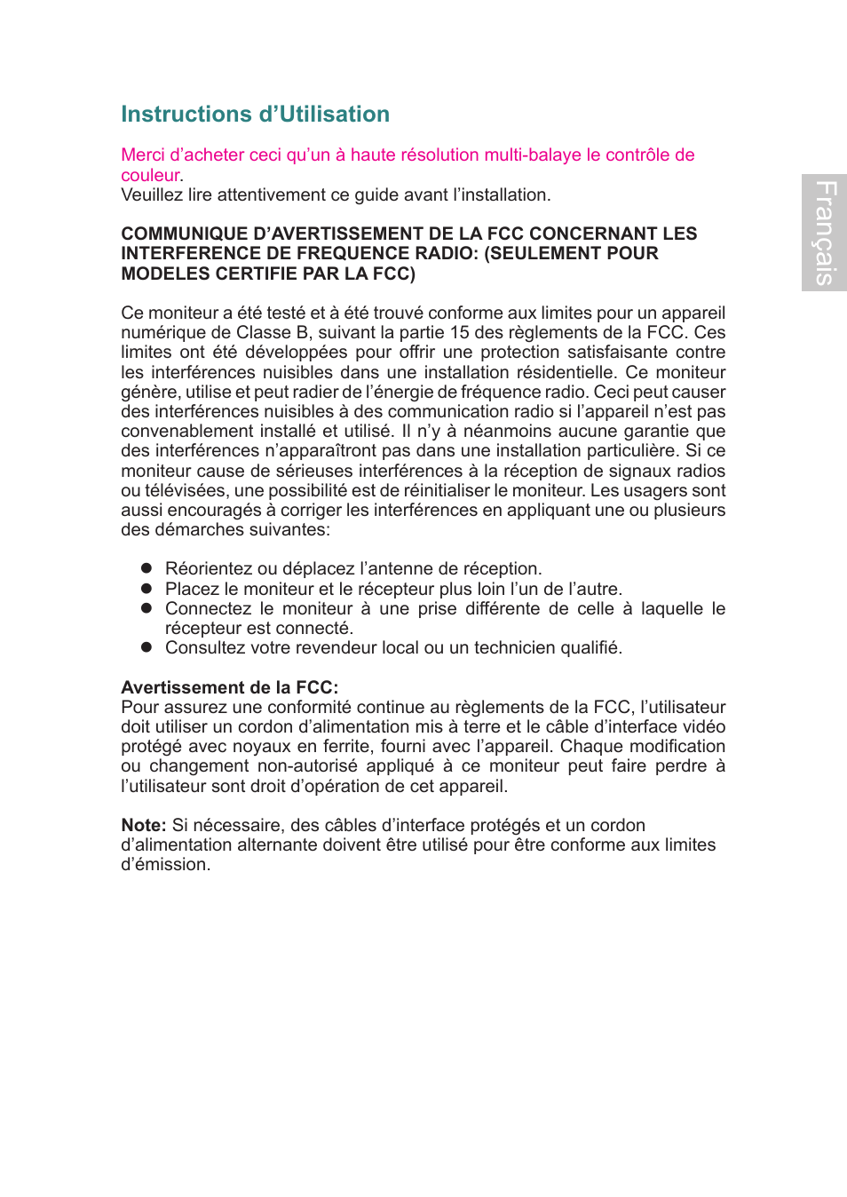 Français, Instructions d’utilisation | Ativa AT22OH User Manual | Page 14 / 39