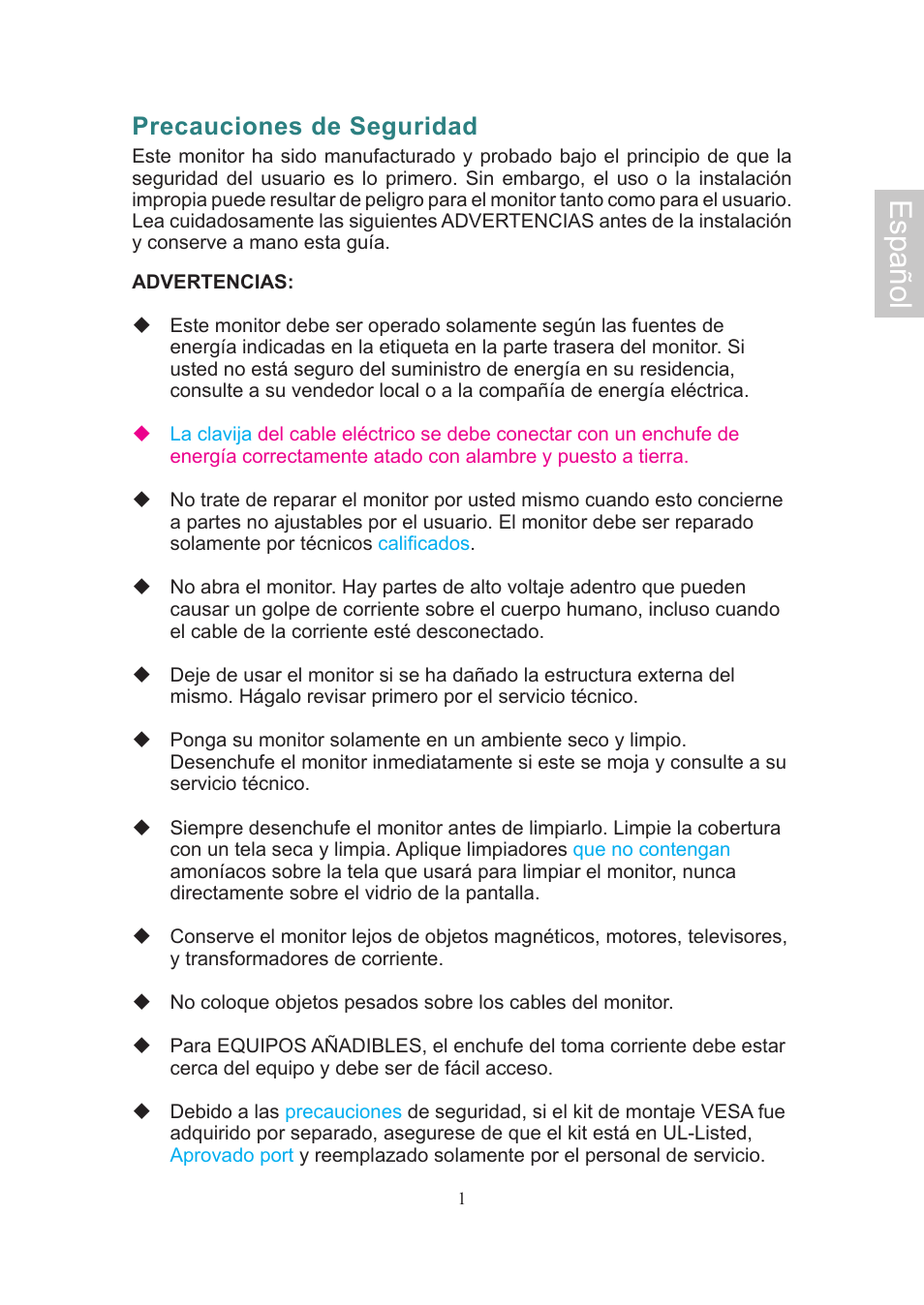 Español, Precauciones de seguridad | Ativa AT22OH User Manual | Page 29 / 39