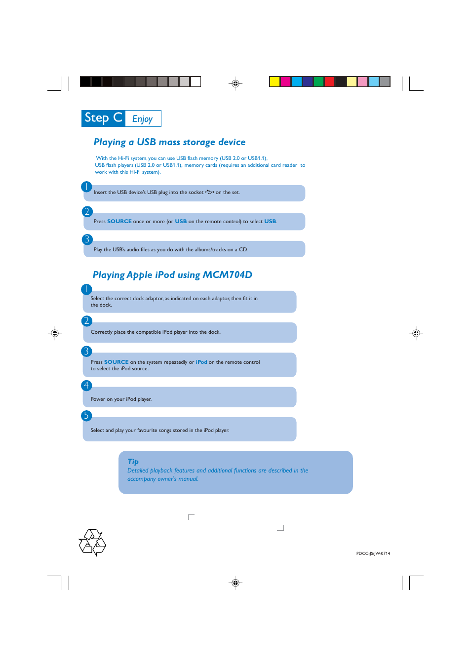 Playing a usb mass storage device | Philips MCM704D-37 User Manual | Page 4 / 4