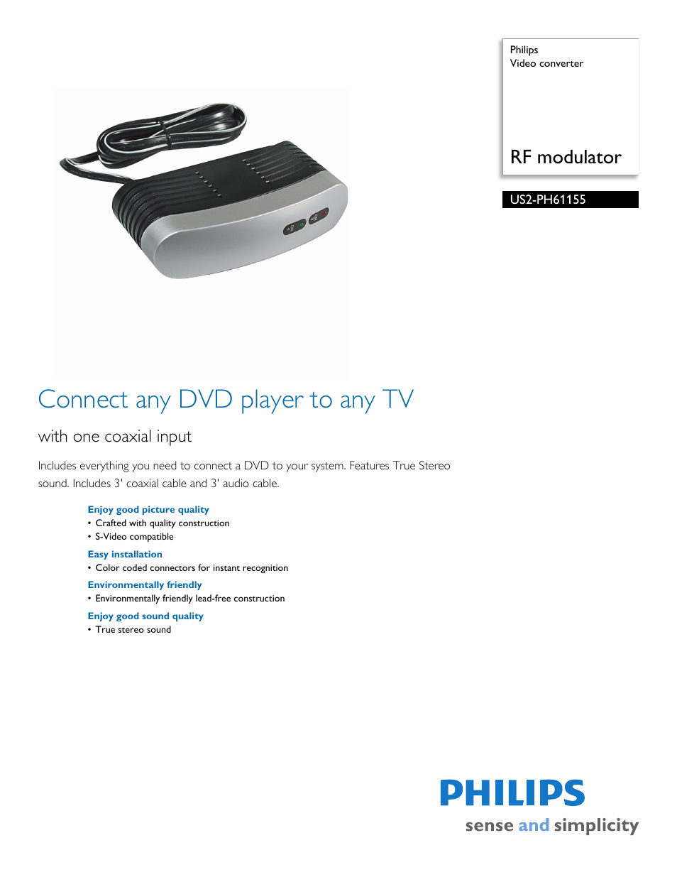 Philips US2-PH61155 User Manual | 2 pages