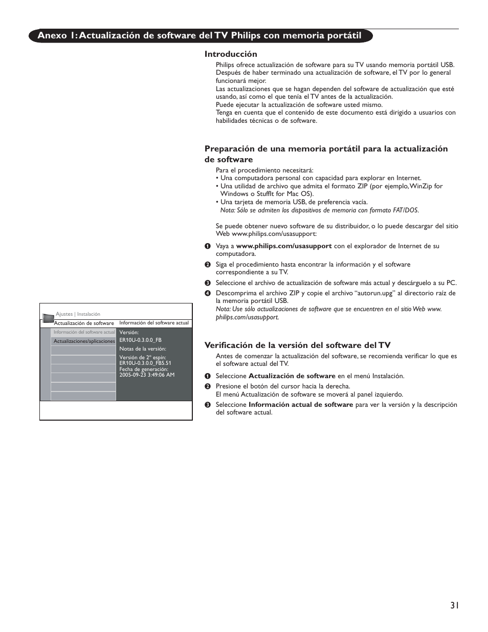 Introducción, Verificación de la versión del software del tv | Philips 51PP9200D-37 User Manual | Page 109 / 112