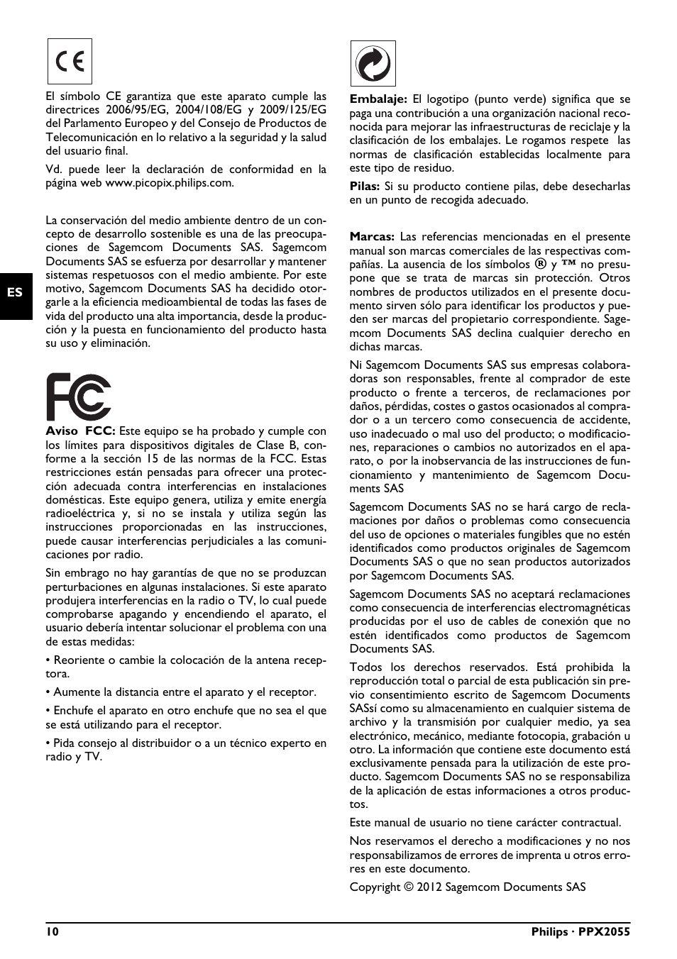 Philips PicoPix Pocket projector PPX2055 55 lumens for Notebooks User Manual | Page 10 / 12