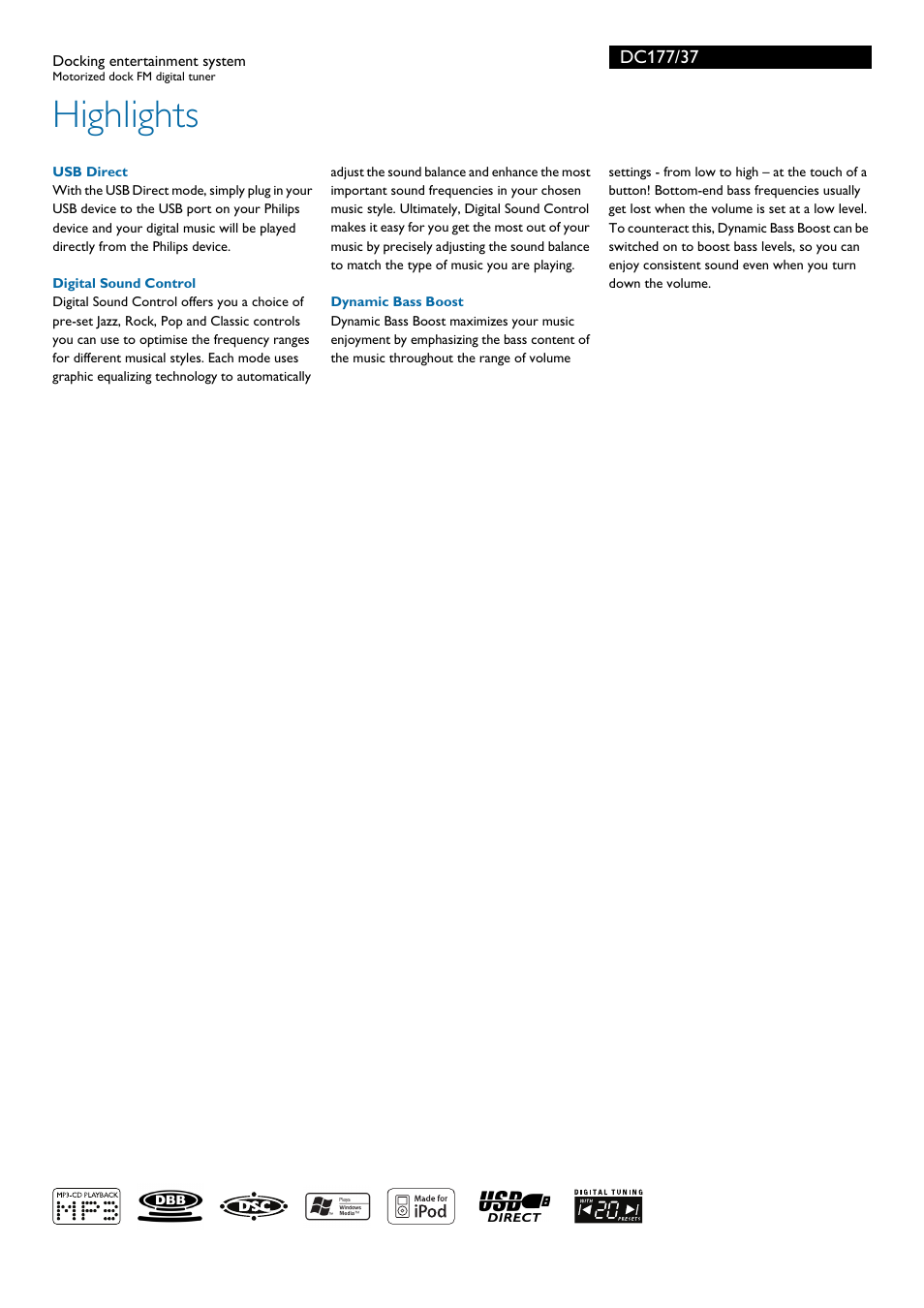 Highlights | Philips DC177-37B User Manual | Page 2 / 3