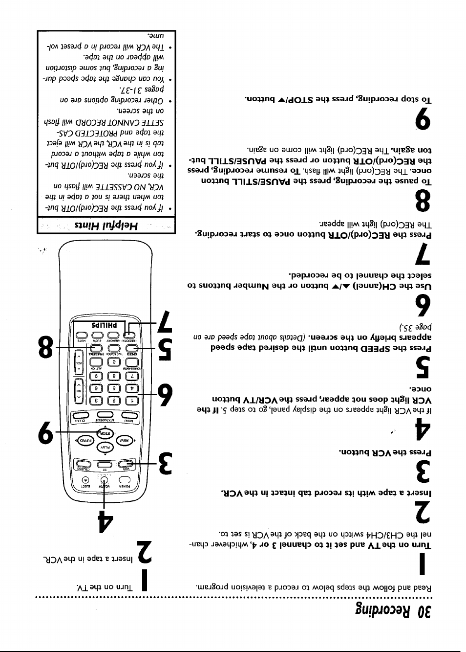 To stop recording, press the stop/^ button | Philips VRB661AT User Manual | Page 30 / 60