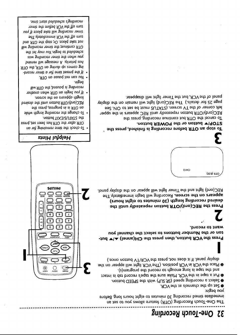 32 one-touch recording | Philips VRB661AT User Manual | Page 32 / 60