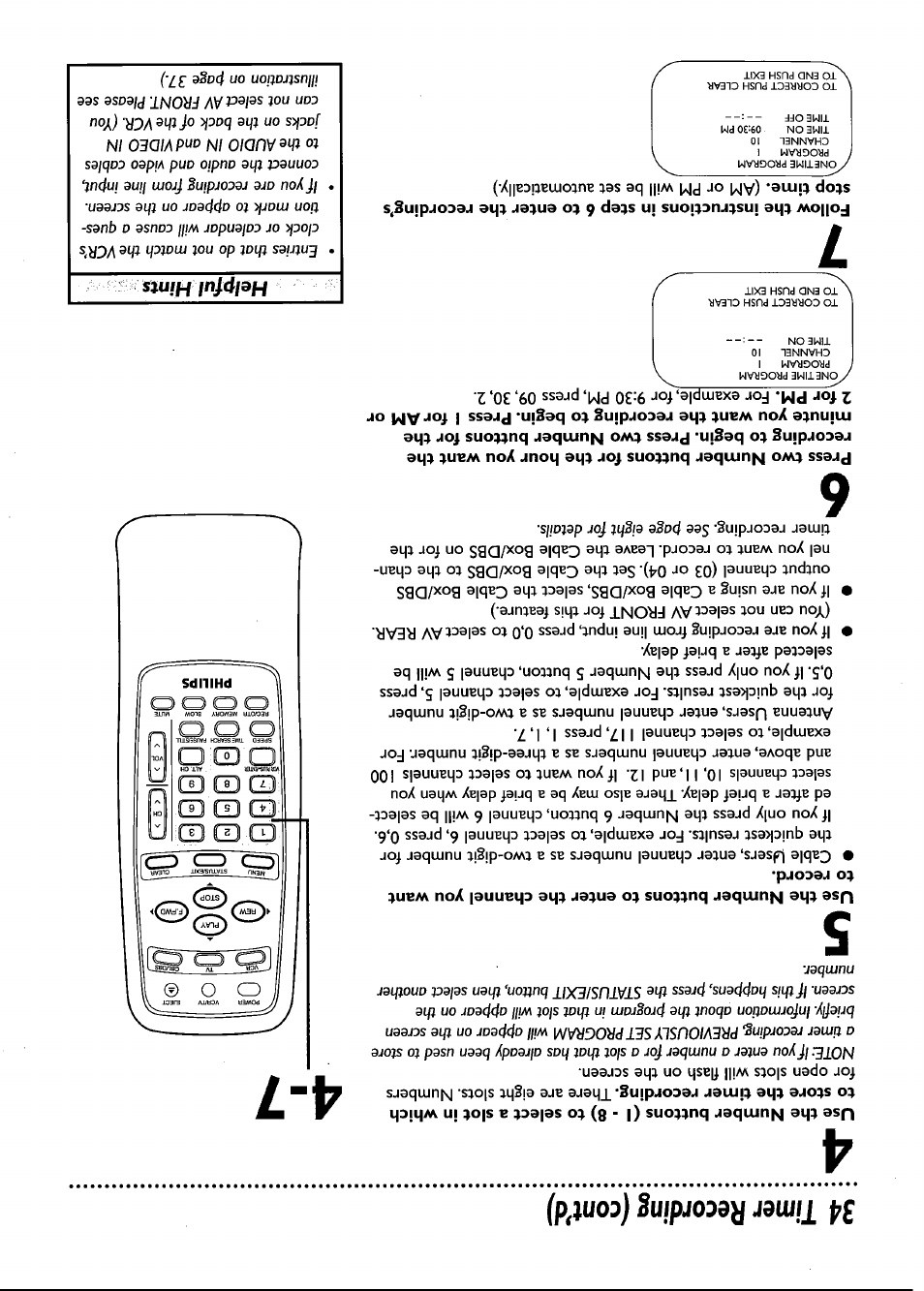 34 timer recording (confd), О о о | Philips VRB661AT User Manual | Page 34 / 60