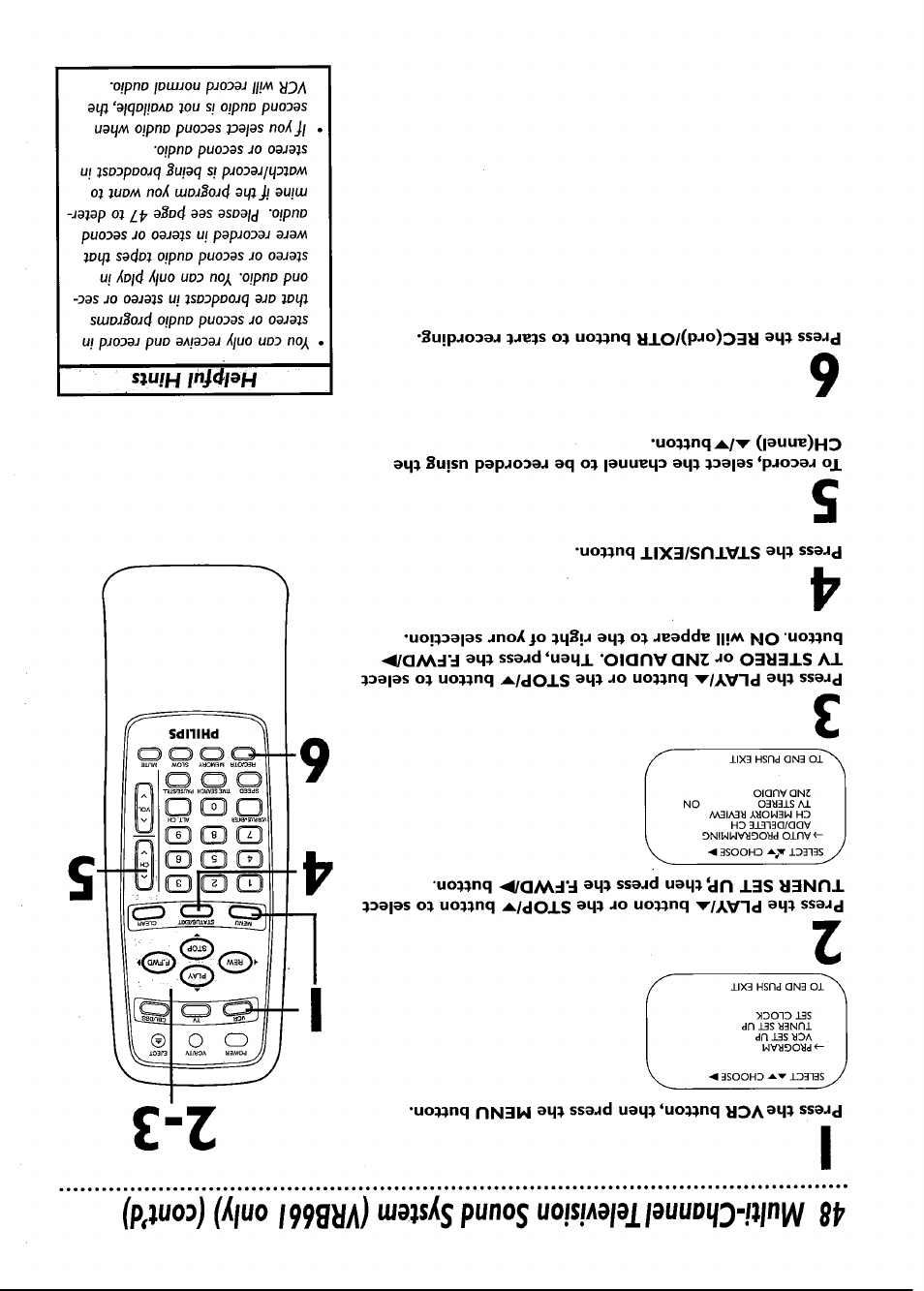 Press the rec(ord)/otr button to start recording | Philips VRB661AT User Manual | Page 48 / 60