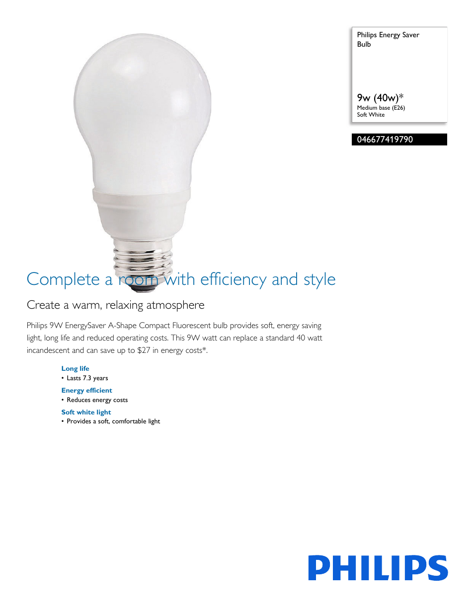 Philips 046677419790 User Manual | 2 pages