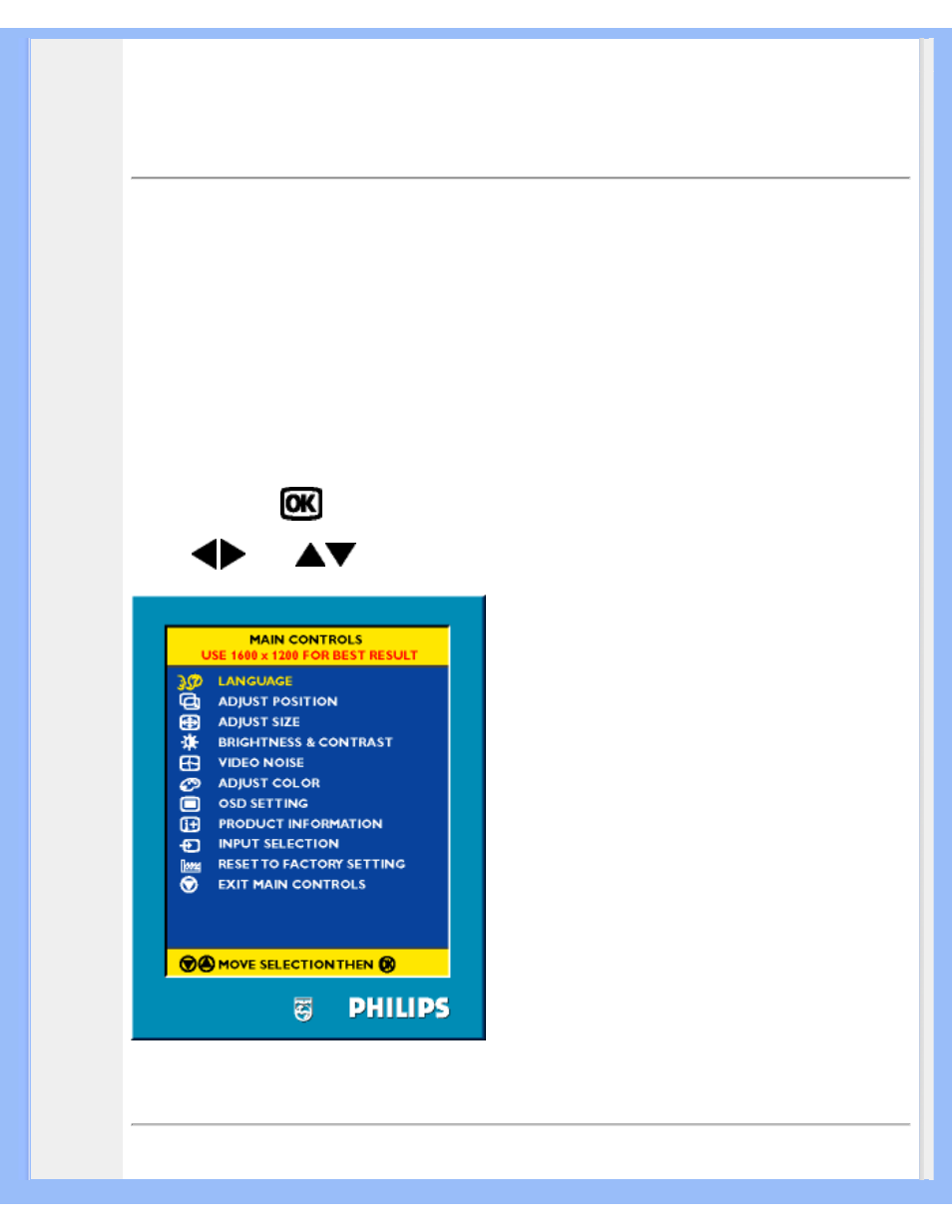 On-screen display | Philips LCD monitor 200P4VS 51 cm 20.1" UXGA User Manual | Page 17 / 82