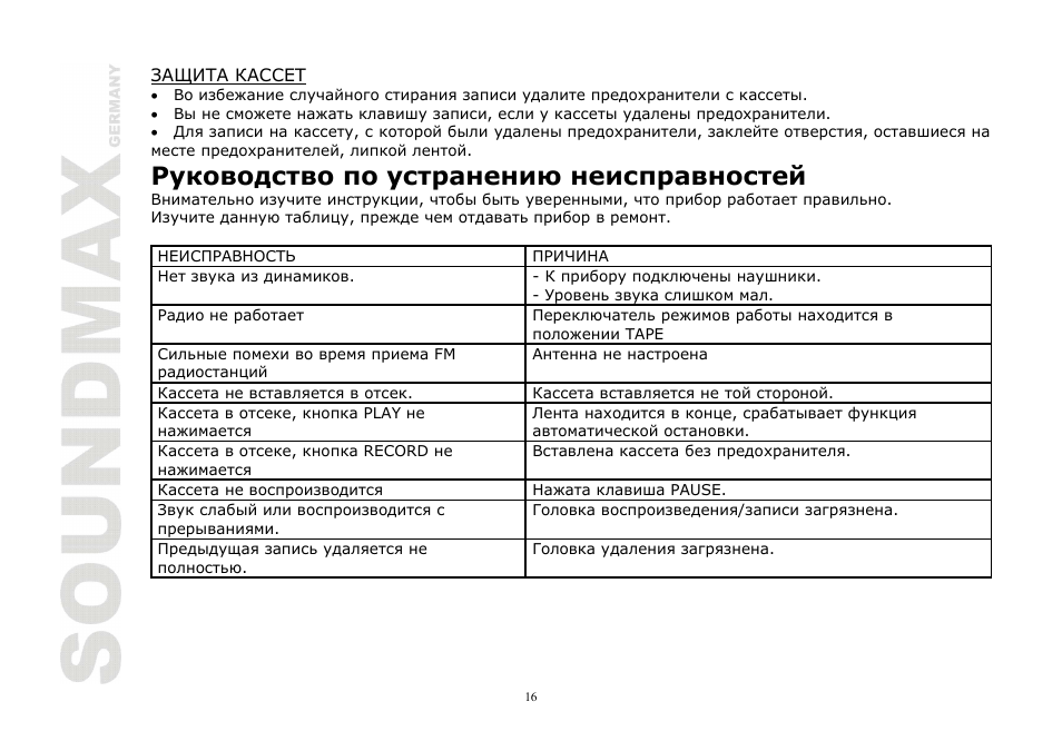 SoundMax SM-3221 User Manual | Page 16 / 17