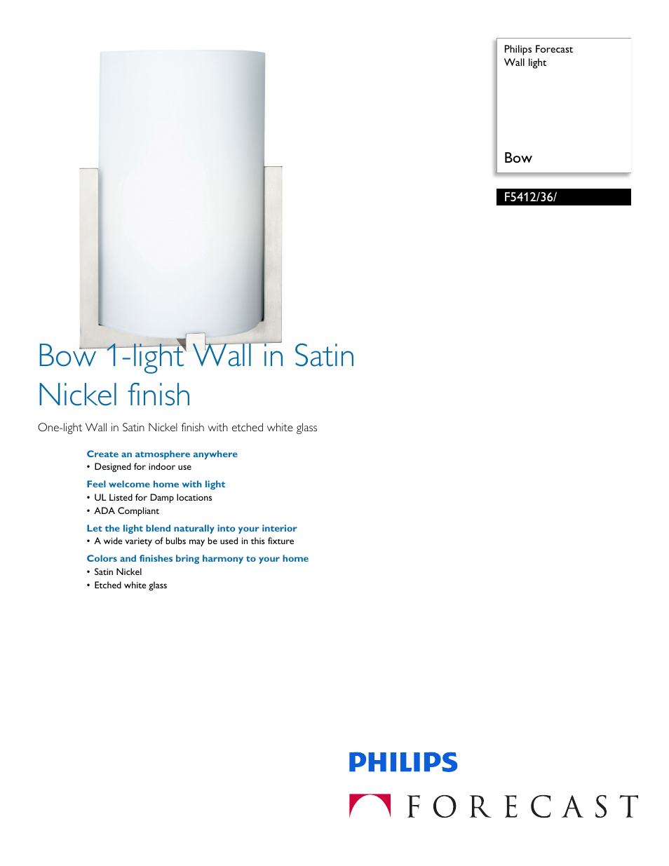 Philips F541236 User Manual | 2 pages