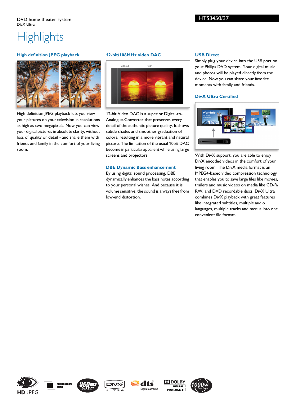 Highlights | Philips HTS3450-37B User Manual | Page 2 / 3