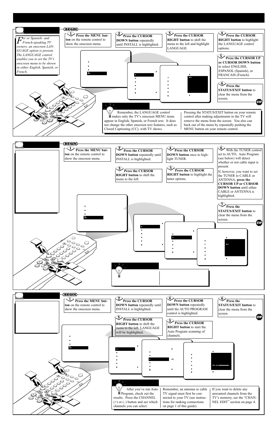 Ow to, Se the, Nstallation | Eatures, Anguage, Uner, Rogram | Philips 27PT31B User Manual | Page 3 / 4