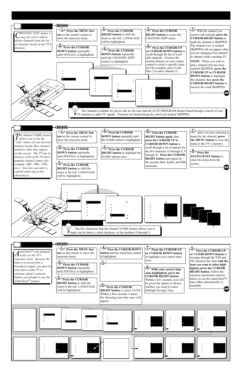Installation f, Ow to, Se the | Eatures, Name, Autochron, Hannel, Utochron, Feature | Philips 27PT31B User Manual | Page 4 / 4