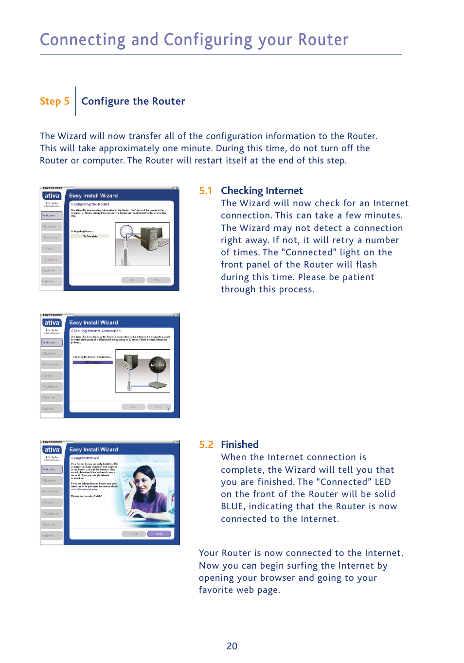 Connecting and configuring your router | Ativa AWGR54 User Manual | Page 22 / 106