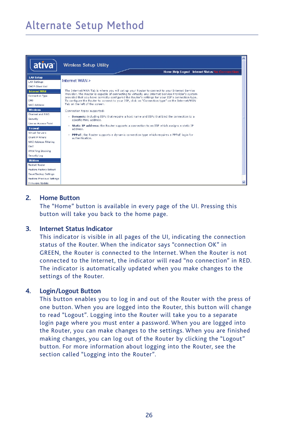 Alternate setup method | Ativa AWGR54 User Manual | Page 28 / 106