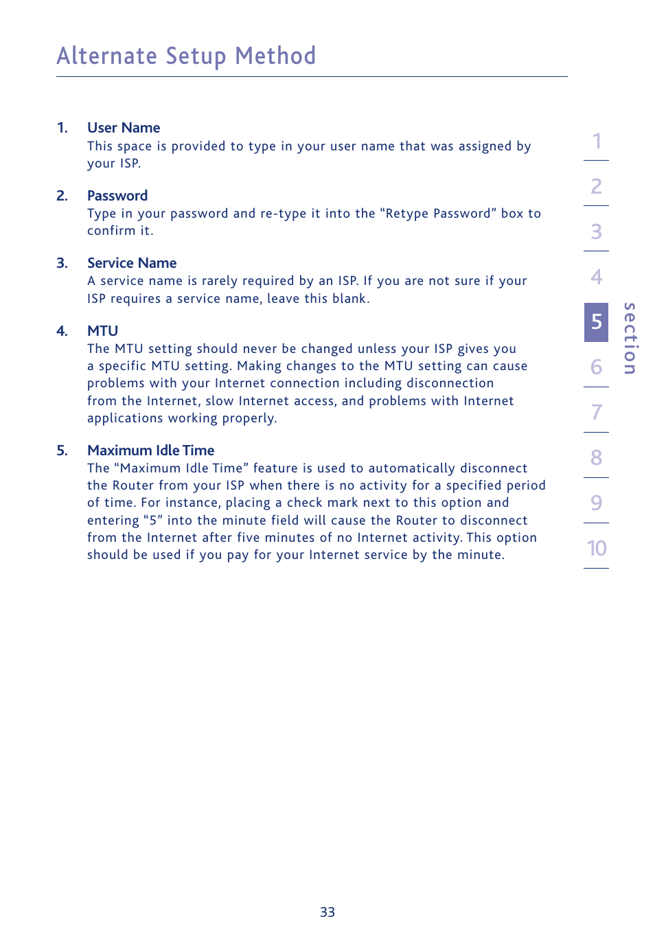 Alternate setup method, Se ct io n | Ativa AWGR54 User Manual | Page 35 / 106