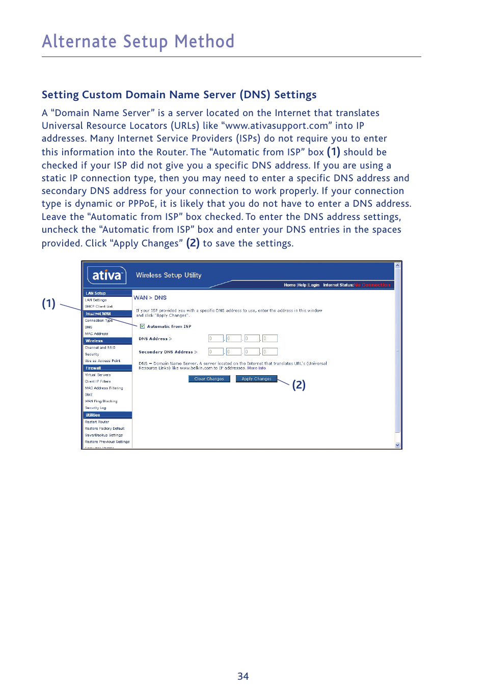 Alternate setup method | Ativa AWGR54 User Manual | Page 36 / 106