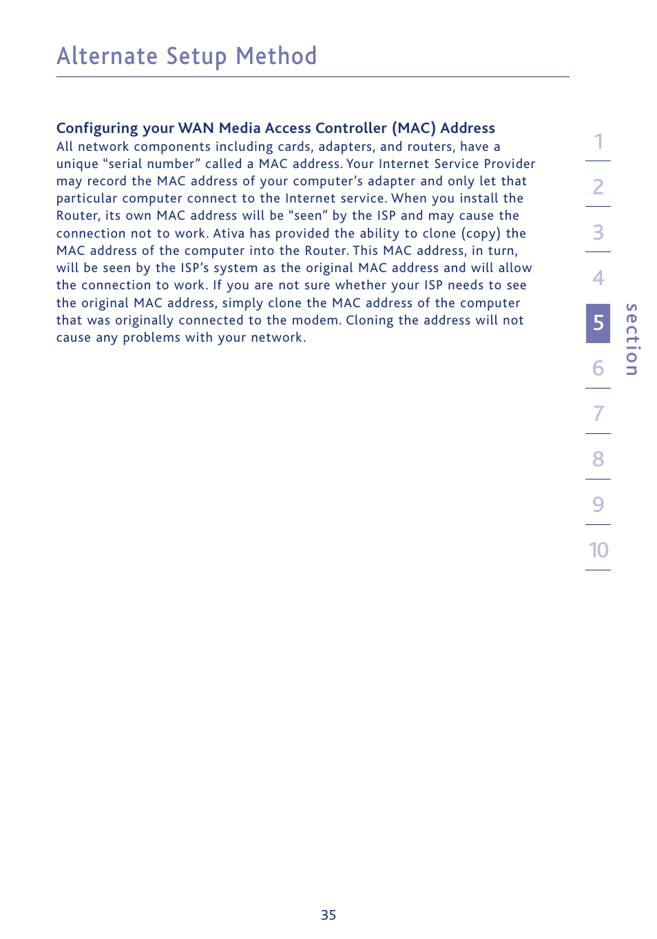 Alternate setup method | Ativa AWGR54 User Manual | Page 37 / 106