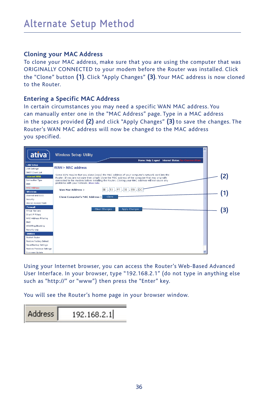 Alternate setup method | Ativa AWGR54 User Manual | Page 38 / 106