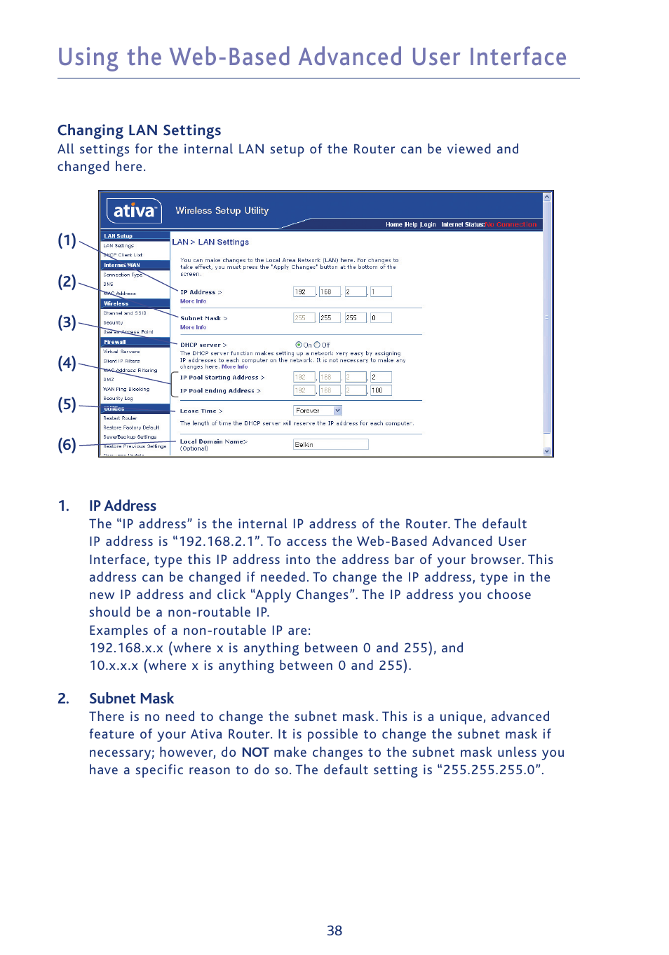 Using the web-based advanced user interface | Ativa AWGR54 User Manual | Page 40 / 106