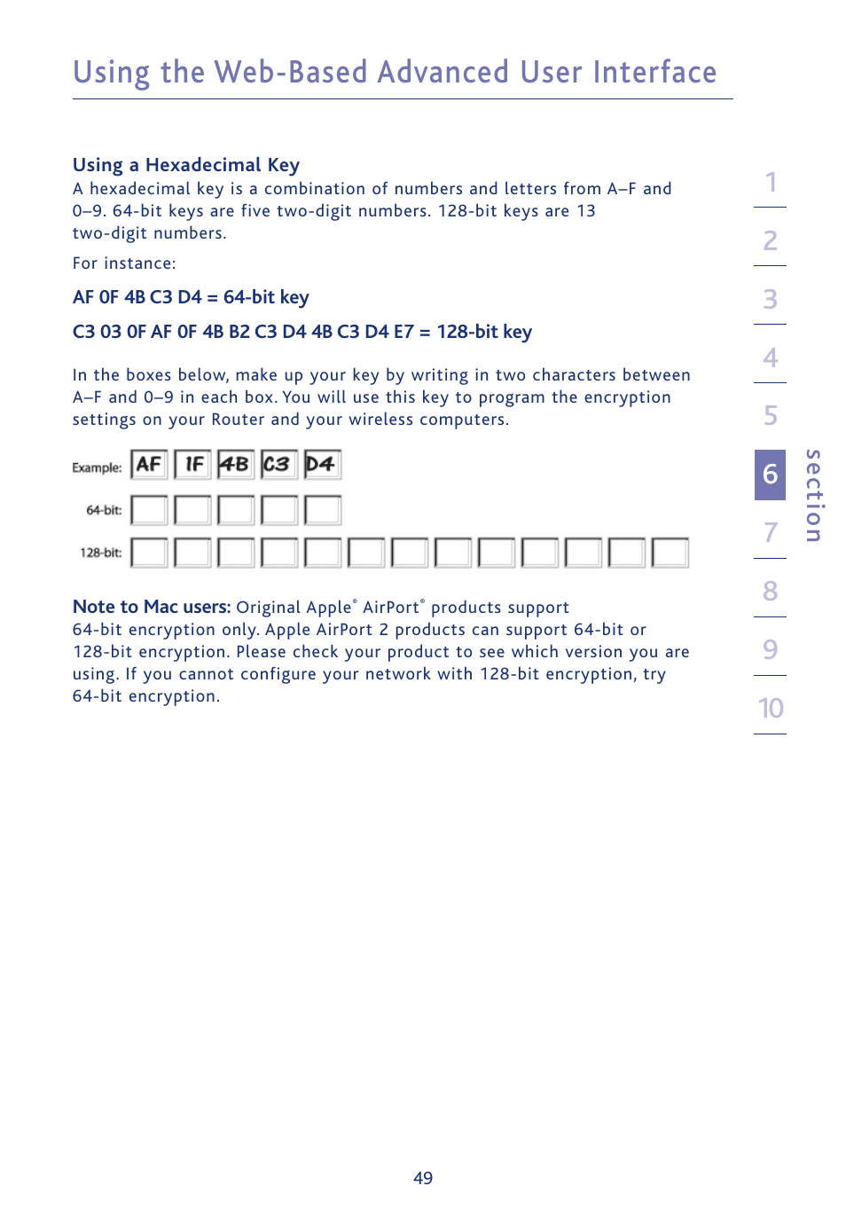 Using the web-based advanced user interface, Se ct io n | Ativa AWGR54 User Manual | Page 51 / 106