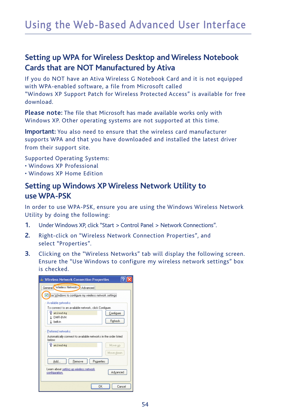 Using the web-based advanced user interface | Ativa AWGR54 User Manual | Page 56 / 106
