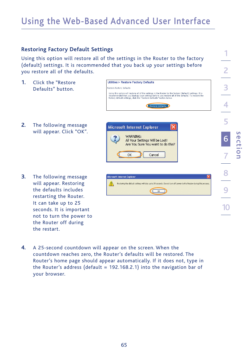 Using the web-based advanced user interface | Ativa AWGR54 User Manual | Page 67 / 106