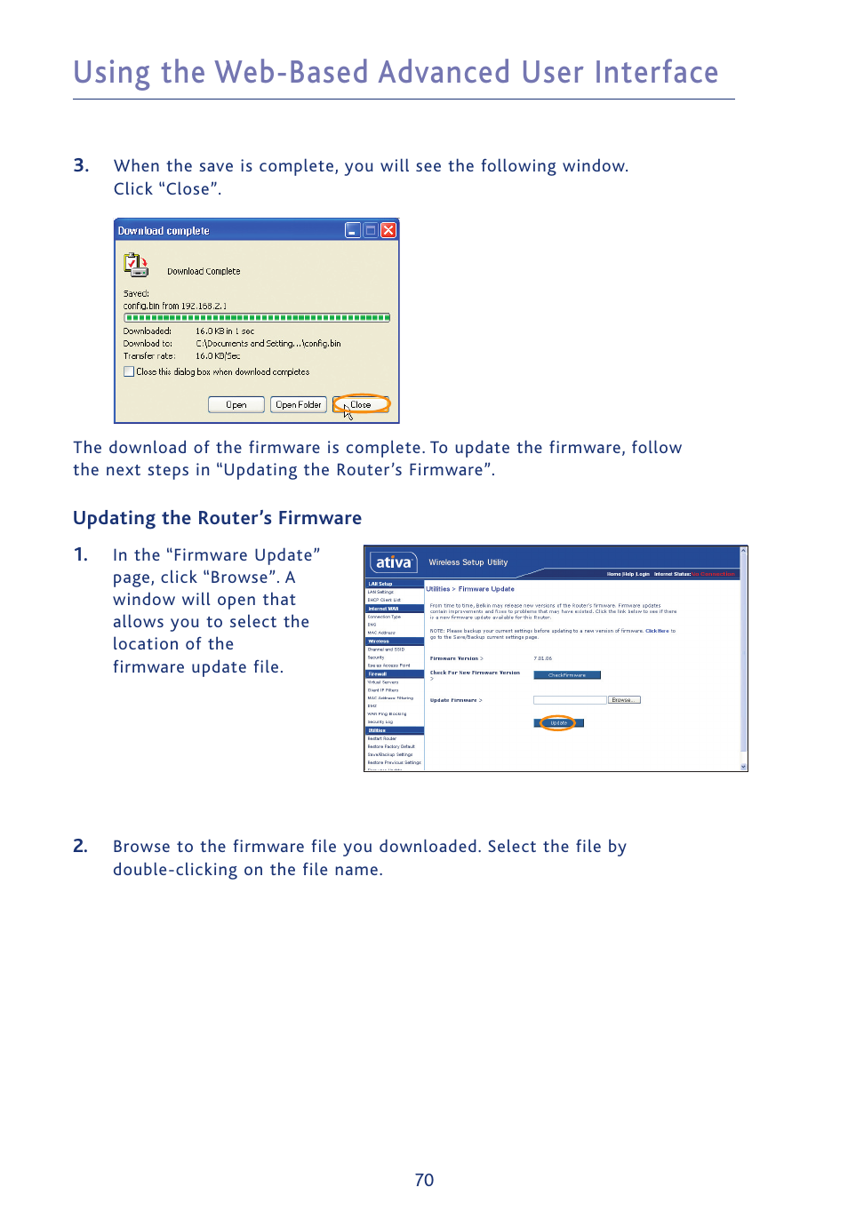 Using the web-based advanced user interface | Ativa AWGR54 User Manual | Page 72 / 106