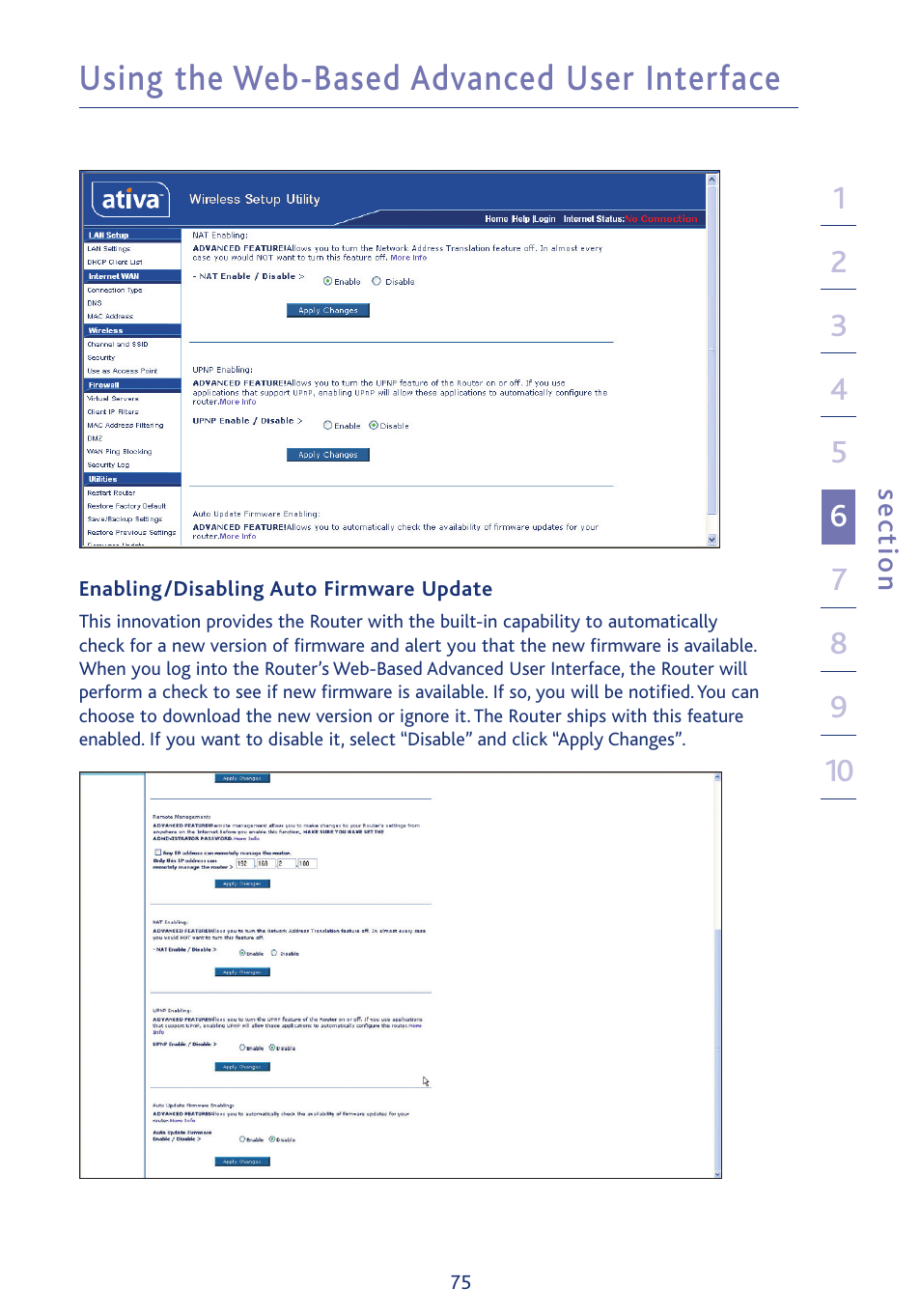 Using the web-based advanced user interface | Ativa AWGR54 User Manual | Page 77 / 106