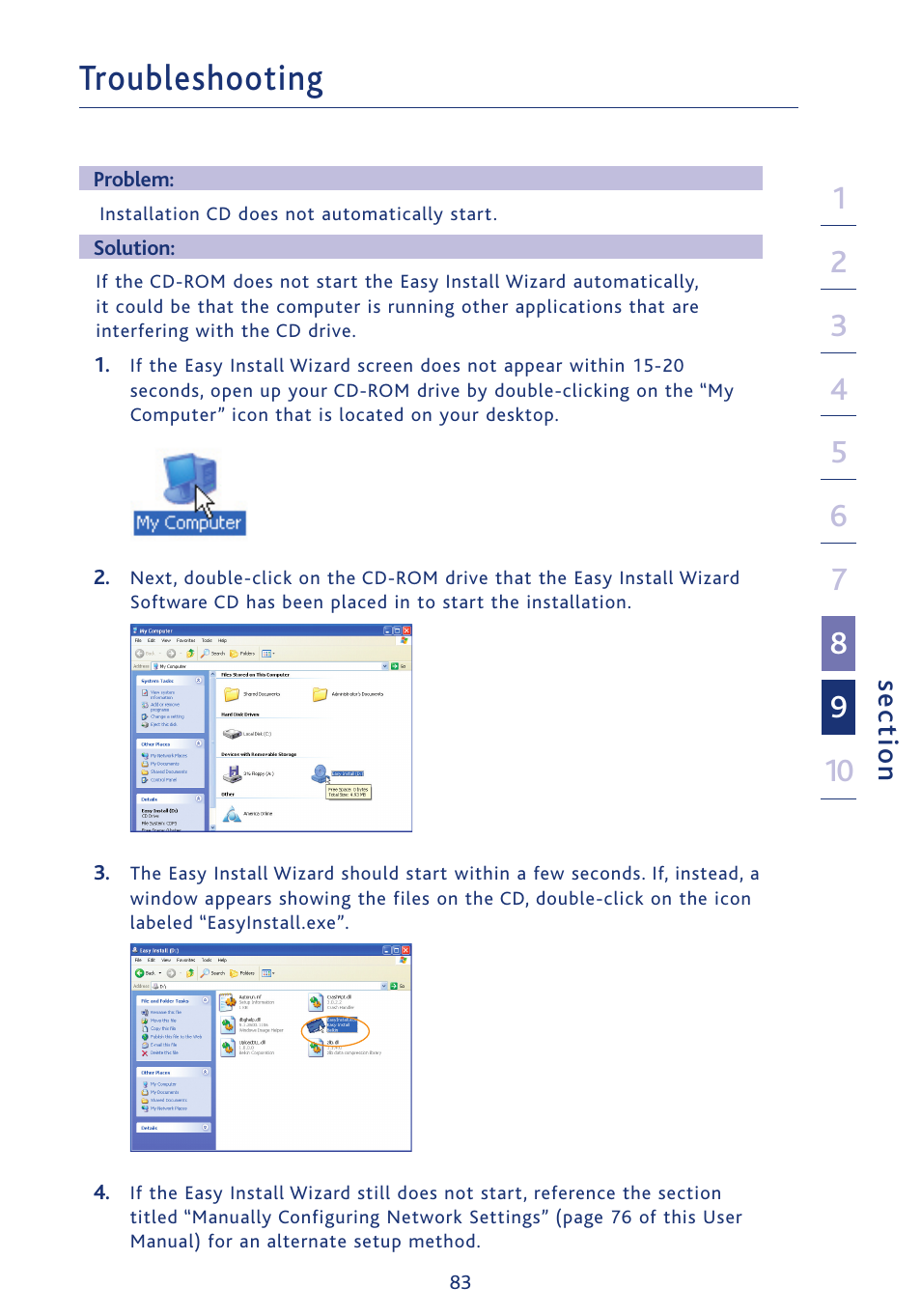 Troubleshooting, Se ct io n | Ativa AWGR54 User Manual | Page 85 / 106