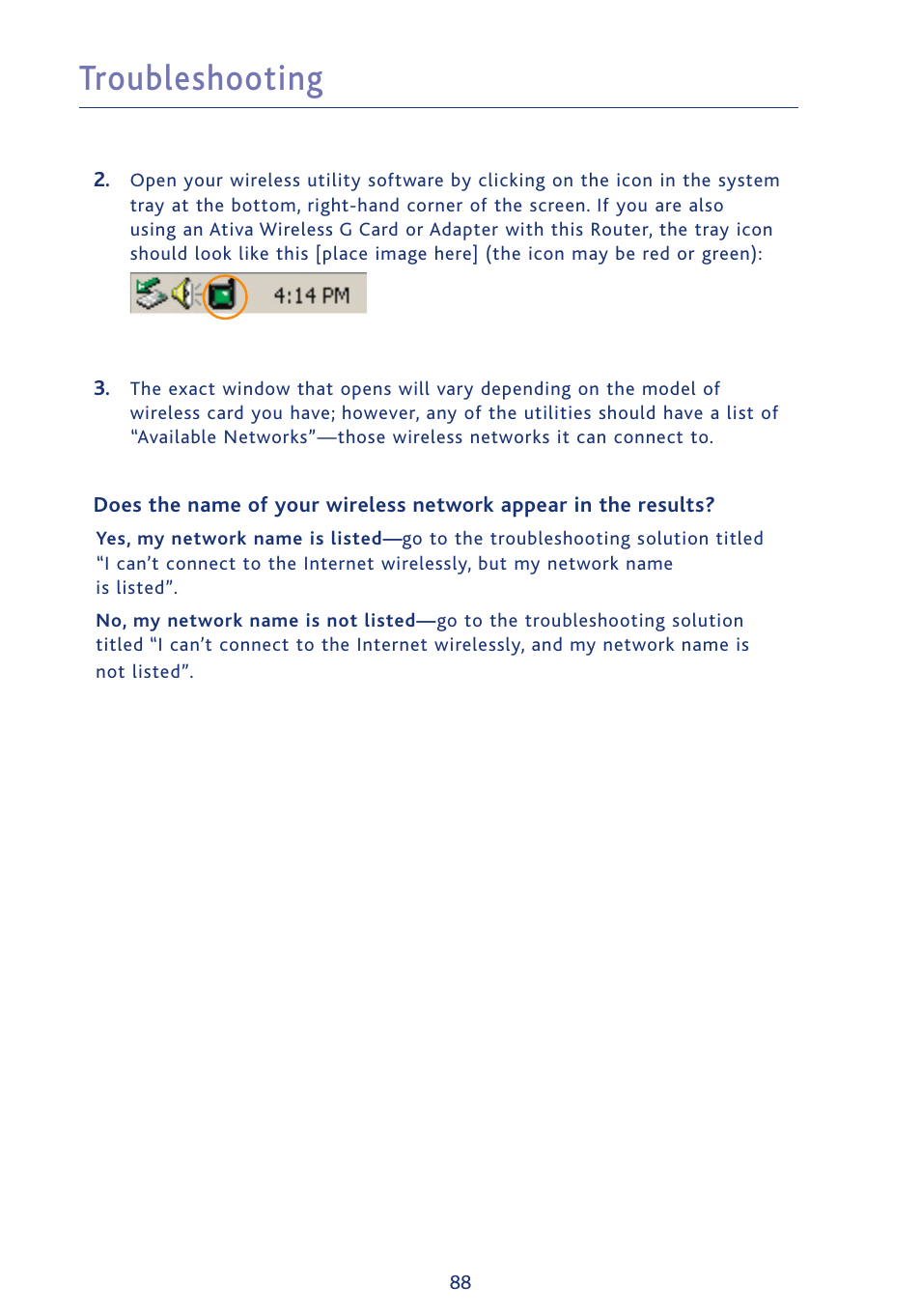 Troubleshooting | Ativa AWGR54 User Manual | Page 90 / 106