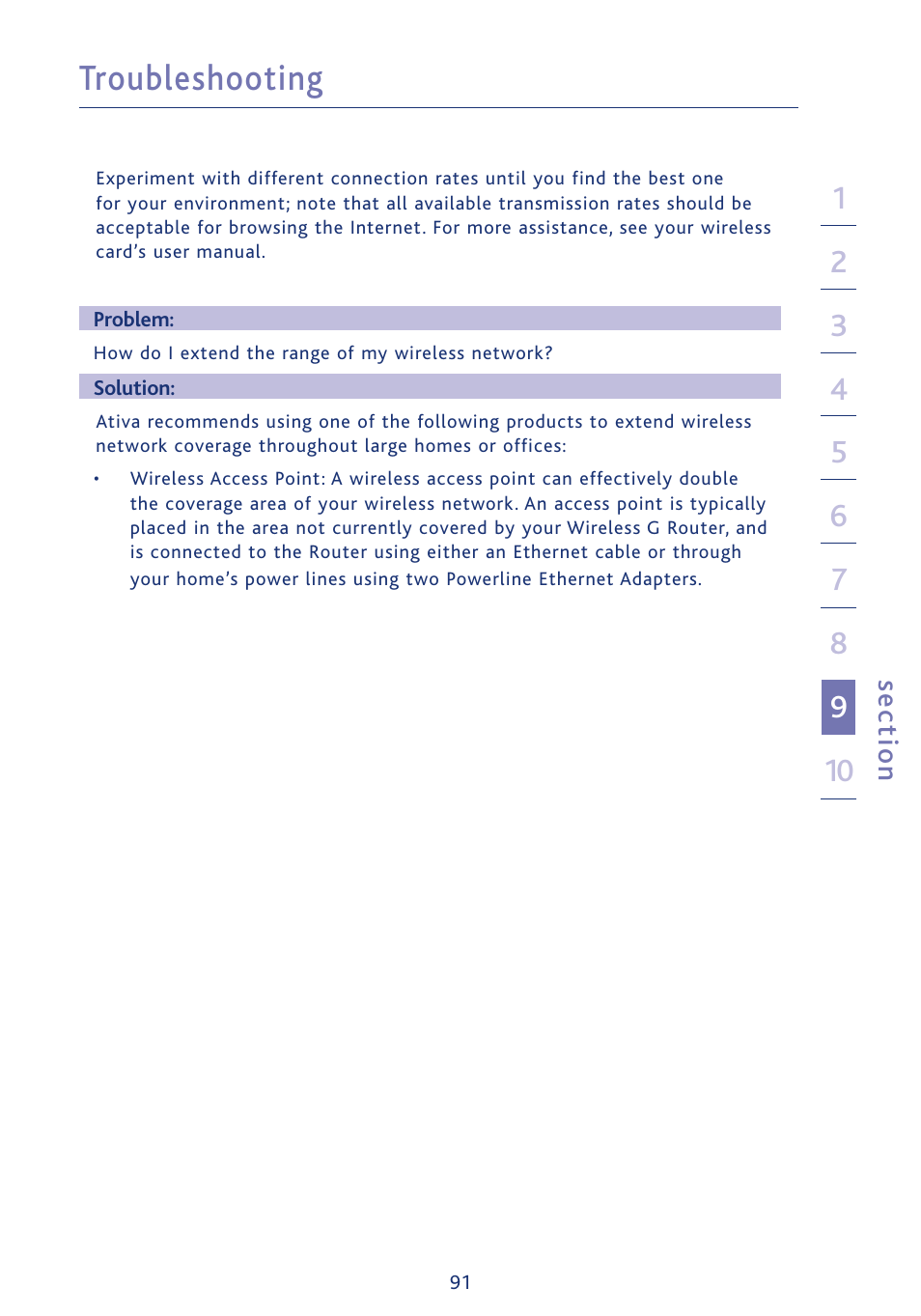 Troubleshooting | Ativa AWGR54 User Manual | Page 93 / 106
