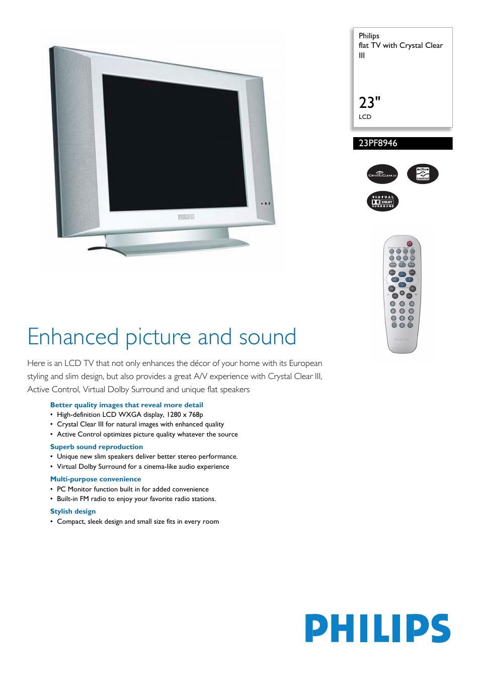 Philips 23PF8946-37 User Manual | 2 pages