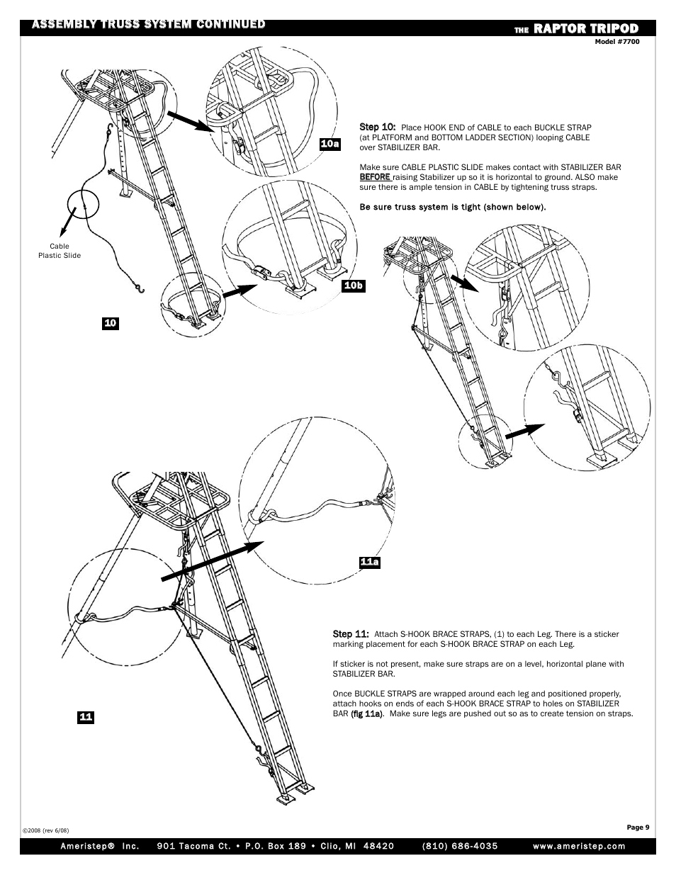 Rra ap pt to or r t tr riip po od d | Ameristep RAPTOR TRIPOD 7700 User Manual | Page 9 / 12