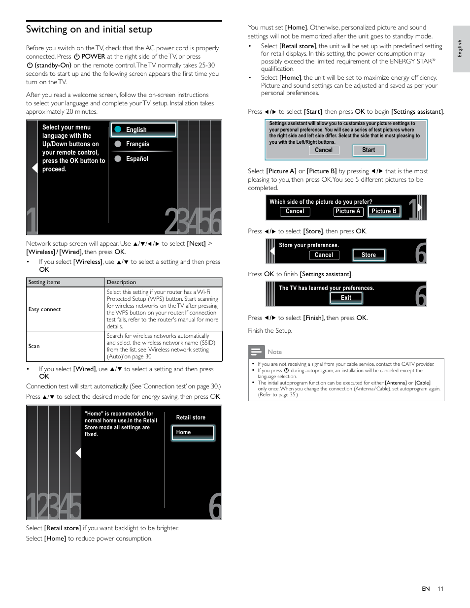 Switching on and initial setup | Philips 46PFL4706-F7 User Manual | Page 12 / 54