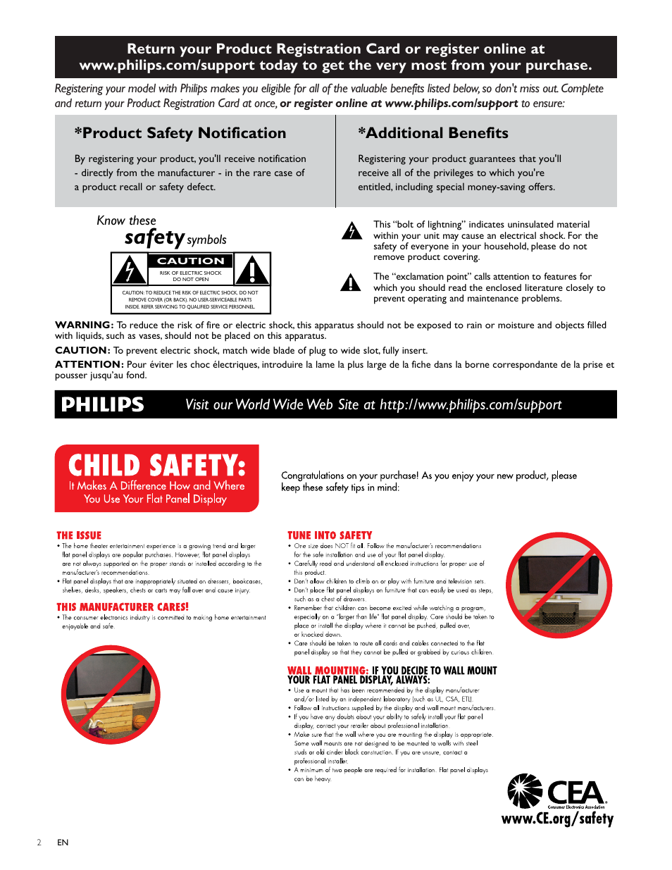 Safety, Product safety notification *additional benefits, Know these | Symbols | Philips 46PFL4706-F7 User Manual | Page 3 / 54