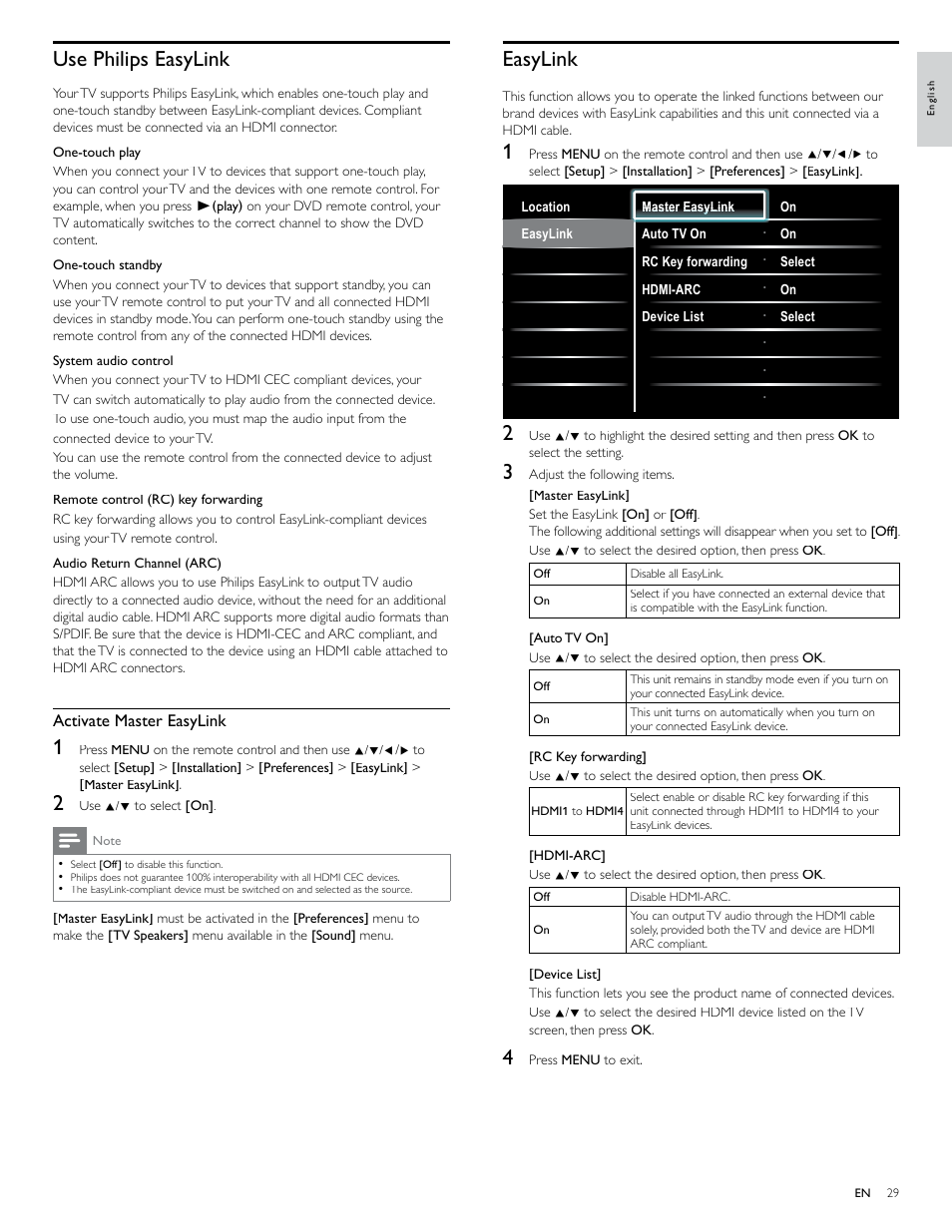 Use philips easylink, Easylink | Philips 46PFL4706-F7 User Manual | Page 30 / 54