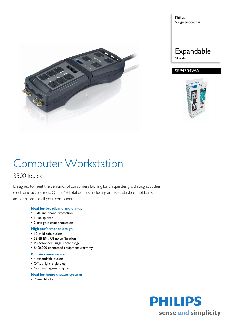 Philips SPP4304WA-37 User Manual | 2 pages