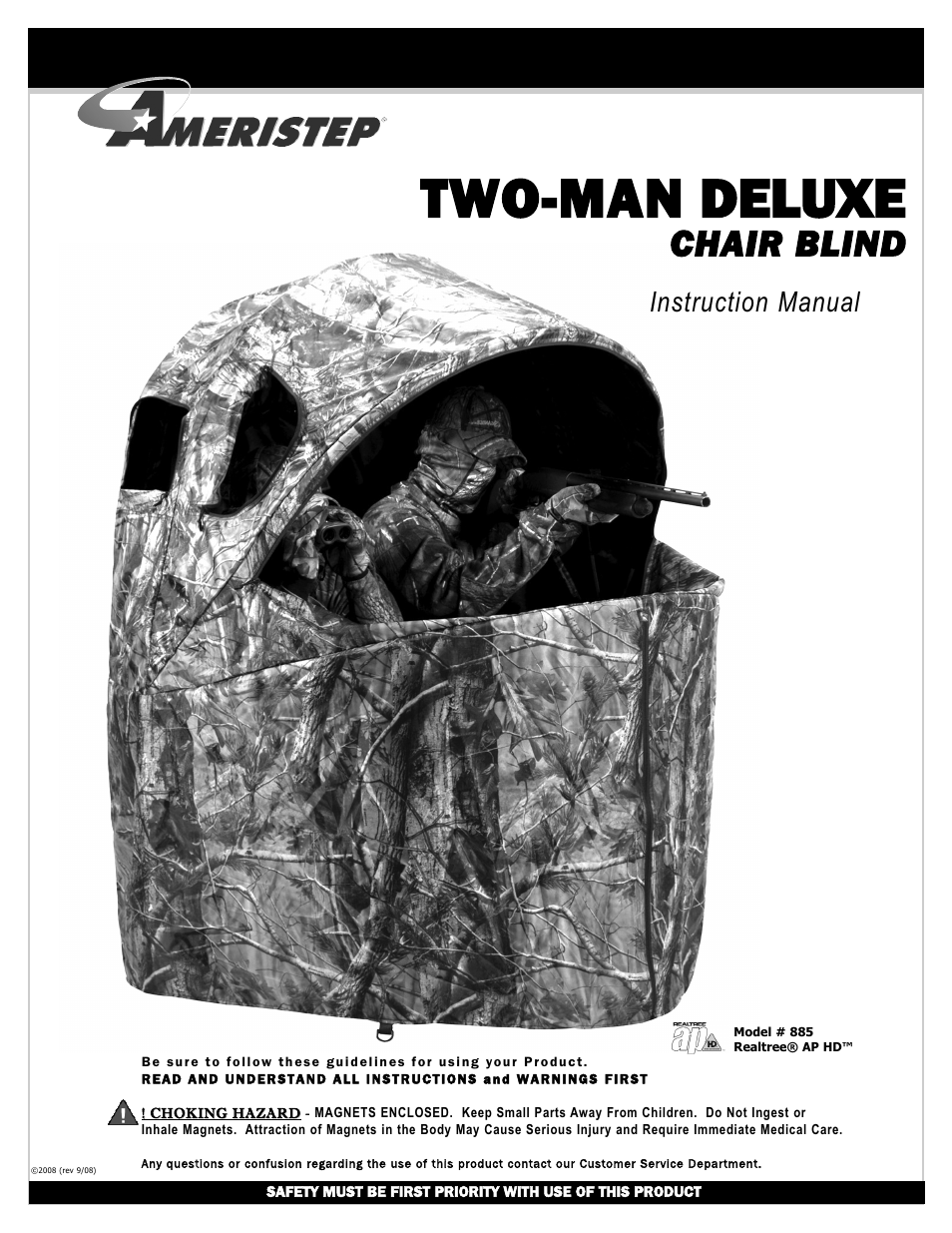 Ameristep TWO-MAN DELUXE CHAIR BLIND 885 User Manual | 4 pages